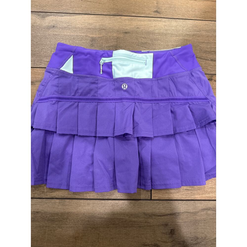 Lululemon Pace Setter Skirt Power Purple Bold Stripe Tennis Running Size 4